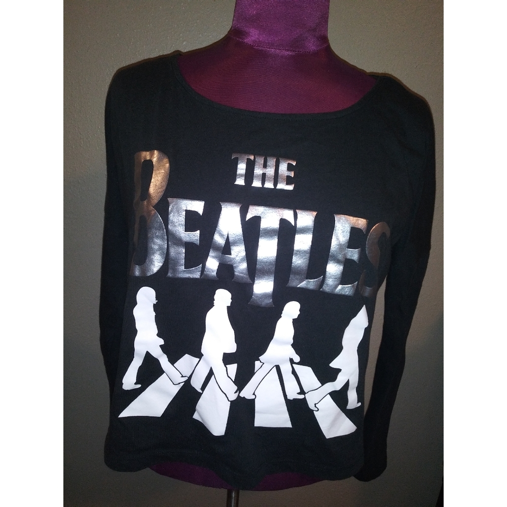 The Beatles Apple Corps Long Sleeve Crop Top